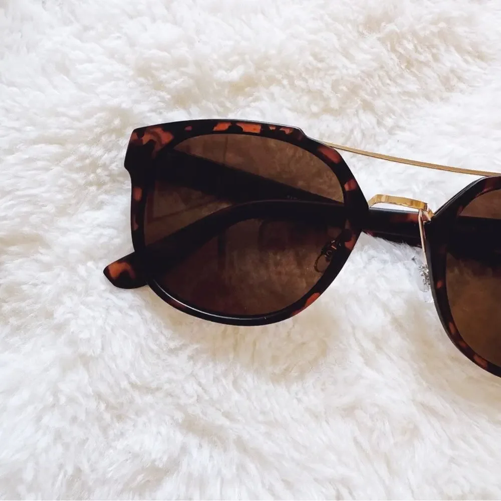 Ansel Tortoise Brown Bold Round Sunglasses